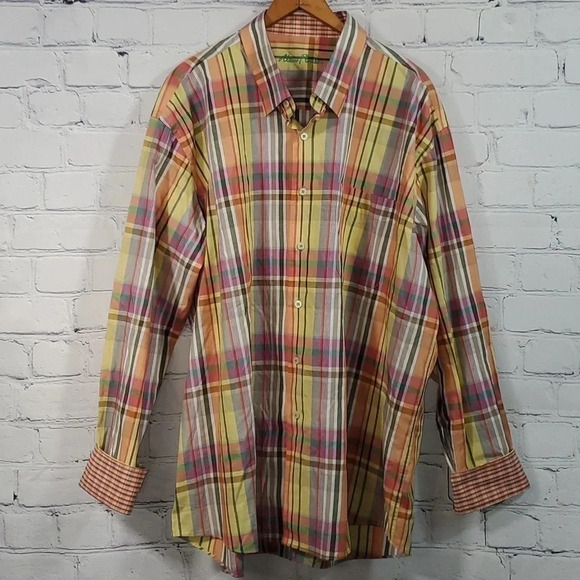 ALAN FLUSSER MEN'S SZ XXL 100% COTTON LONG SLEEVE PLAID DRESS SHIRT MULTI COLOR - Picture 6 of 13